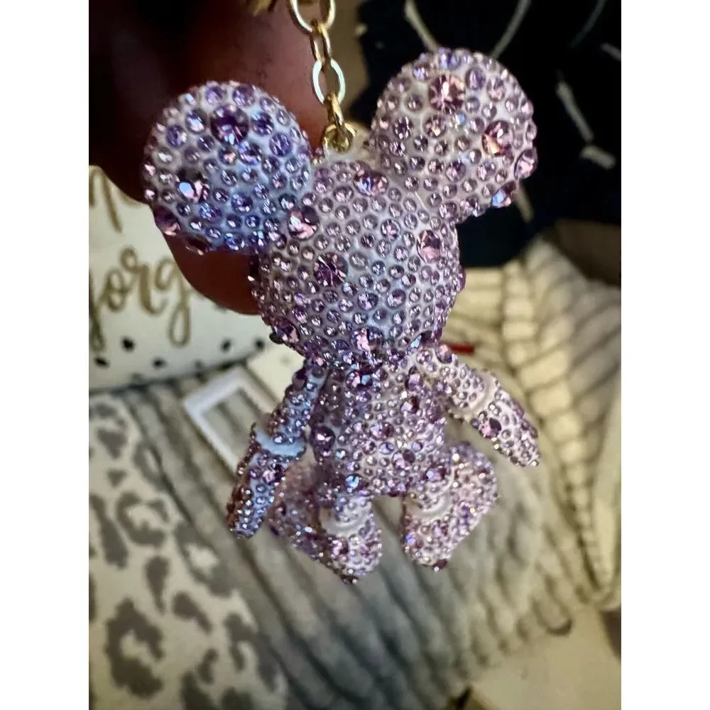 Purple crystal mickey Baublebar disney bag charm/keychain